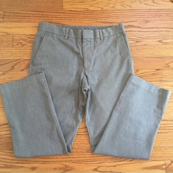 Express Producer Straight Leg Flat Front Gray Striped Pants - Picture 9 of 15